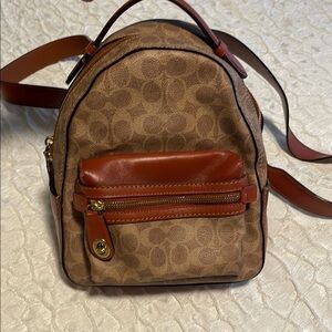 Coach Tan Mini Backpack with Leather Trim